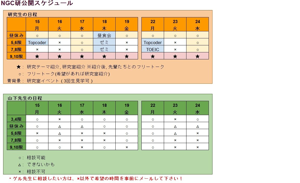 研究室公開日程